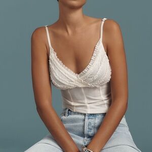 Pilcro Cream Ruffle-Trim Camisole
